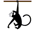 Schwarzer Affe hängt an einem Ast und schwingt - AniGIFs funny gifs Affen download kostenlos