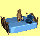 Lustiger Affe springt auf einem Bett herum - AniGIFs anigifs kostenlose Animationen