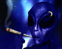 Blauer gruseliger Alien raucht eine Tüte - Animierte GIFs Bilder Aliens Aliens whatsapp gifs