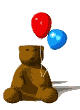 Braunbär spielt mit bunten Luftballons - lustige Ani GIFs funny GIF animations Bären