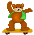 Brauner Bär fährt auf einem Skateboard - Cliparts und Malvorlagen Bären gifs herunterladen