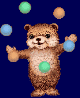 Bär-GIF: Süßer und putziger Bär jongliert im Zirkus mit bunten Bällen Bären whatsapp gifs