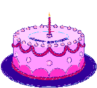 Rosa Torte mit flackernder Geburtstagstorte anigifs kostenlose Animationen