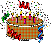 Verzierte Schokoladen-Geburtstagstorte mit Girlanden, Konfetti und bunten Kerzen gifs Bilder für whatsapp