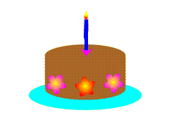 Schoko-Geburtstagstorte mit blauer brennender Kerze Geburtstag .gif Grafiken für Handys