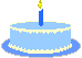 Blaue Torte mit einer Kerze Geburtstag animated gifs