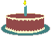 Schoko-Kuchen mit brennender Geburtstagskerze anigifs kostenlose Animationen