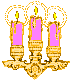 Goldener Kerzenhalter mit bunten brennenden Kerzen - Kerzen Grafiken und Bilder Kerzen GIFs