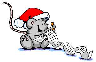 Maus mit Weihnachtsmütze schreibt einen Wunschzettel zu Weihnachten - animated GIFs Mäuse Mäuse gratis GIFS