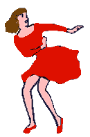 Frau im roten Kleid tanzt - animierte Cliparts Menschen - Tanz whatsapp gifs