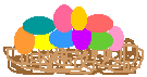 Weidenkorb mit farbigen Ostereier - Cliparts zu Ostern funny GIF animations Ostern