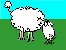 weißes dickes Schaf frisst Gras - schöne Animationen und bewegte Bilder mit Schafen Schafe gratis GIFS