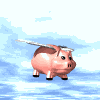 lustiges animiertes Schwein hat Flügel und flattert durch die Luft - gif animierte gifs Schweine