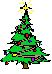 Schöner, bunter und blinkender Weihnachtsbaum mit Weihnachtschmuck und goldenem Stern auf der Spitze - animierte GIFs funny gifs Weihnachtsbäume download kostenlos